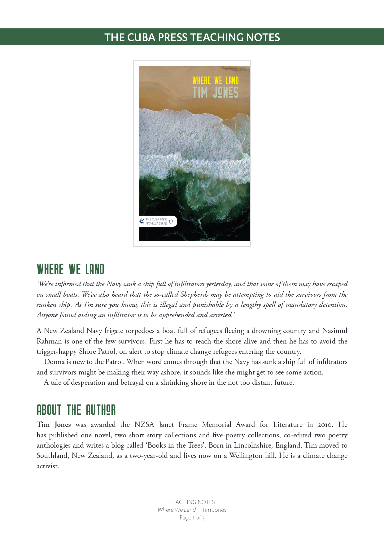 Where We Land: Teaching Notes